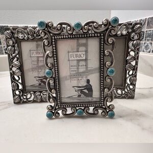 Pewter Silver Turquoise frame lot wallet size (3)